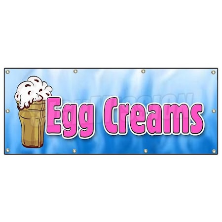 Signmission EGG CREAMS BANNER SIGN brooklyn style black and white chocolate soda B-96 Egg Creams